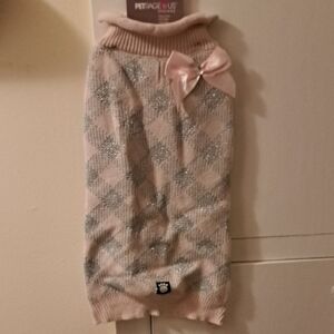 Petrage Us Argyle Pink and Gray Pet Sweater with Bow